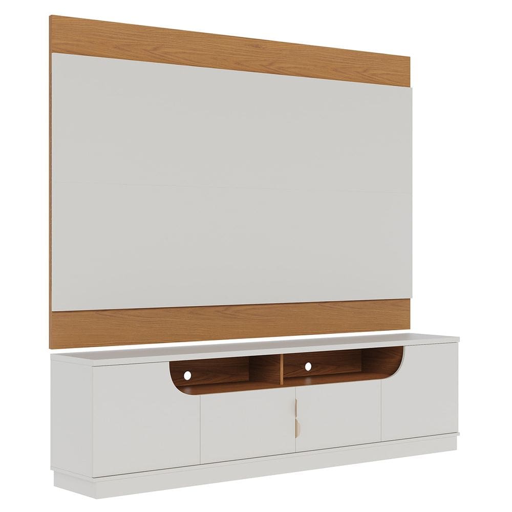 Painel TV 75 Pol Chile e Rack Brescia Off White/Freijó C05 - Mpozenato