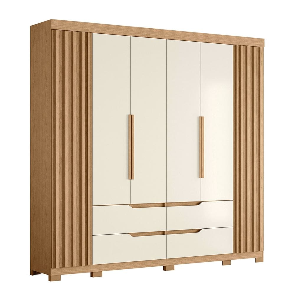 Guarda Roupa Casal 240cm Ripado 6 Portas Doble Off/Freijó - Albatroz