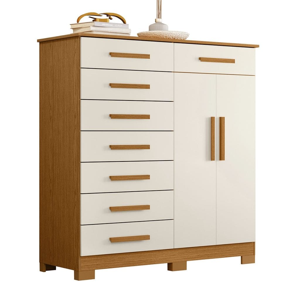 Cômoda Para Quarto 2 Portas 125cm Verona Off/Cinamomo - Albatroz