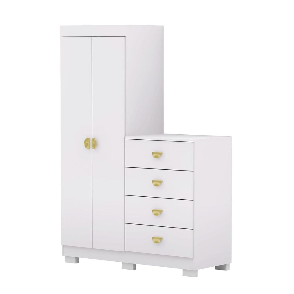 Guarda Roupa Cômoda 4 Gavetas 120cm Rita Flex Branco V02 - Mpozenato