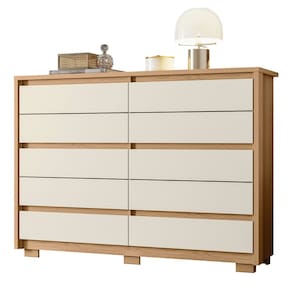 Cômoda Para Quarto 10 Gavetas 151cm Duetto Off/Freijó - Albatroz