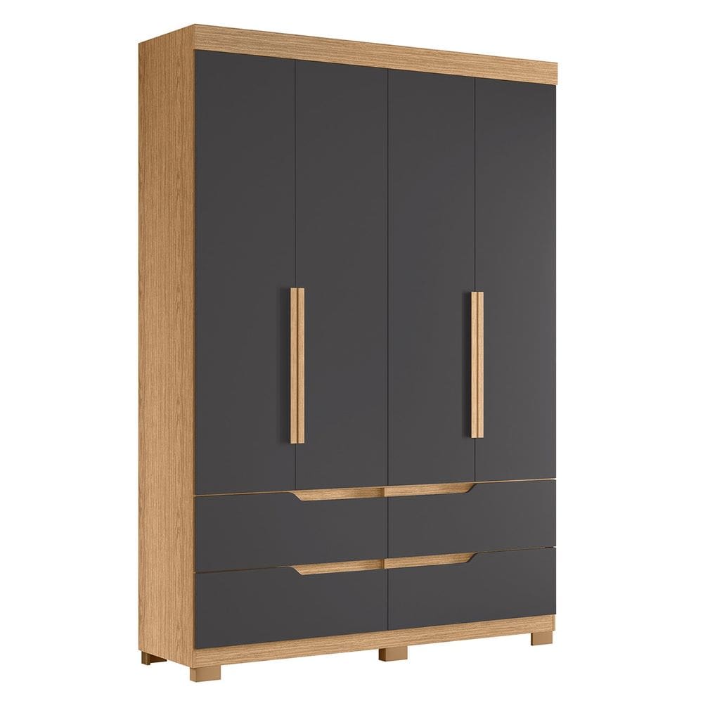 Guarda Roupa Solteiro 160cm 4 Portas Doble Freijó/Titanium - Albatroz