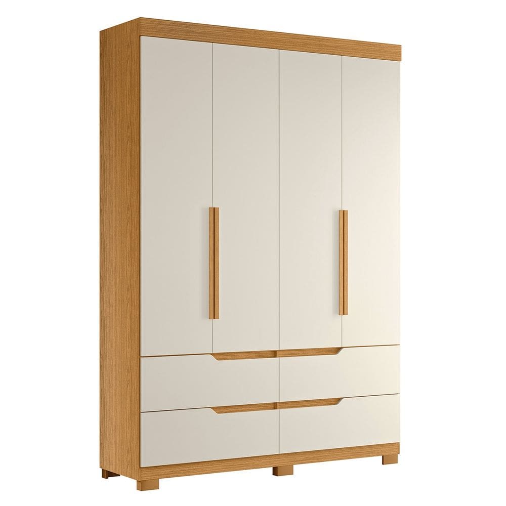 Guarda Roupa Solteiro 160cm 4 Portas Doble Cinamomo/Off - Albatroz