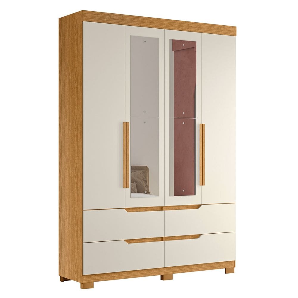 Guarda Roupa Solteiro 160cm com Espelho Doble Cinamomo/Off - Albatroz