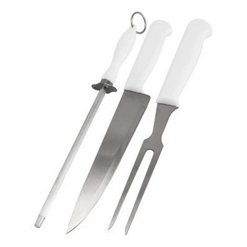 Kit Churrasco 3 Peças Com Cabo De Plástico