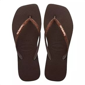 Chinelo Havaianas Slim Square Sparkle Feminino - Marrom