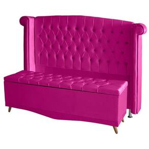 Kit De Quarto Cabeceira De Cama E Calçadeira Baú Toquio Casal 140 Cm Suede Rosa Pink Do Lar Móveis E Decoração