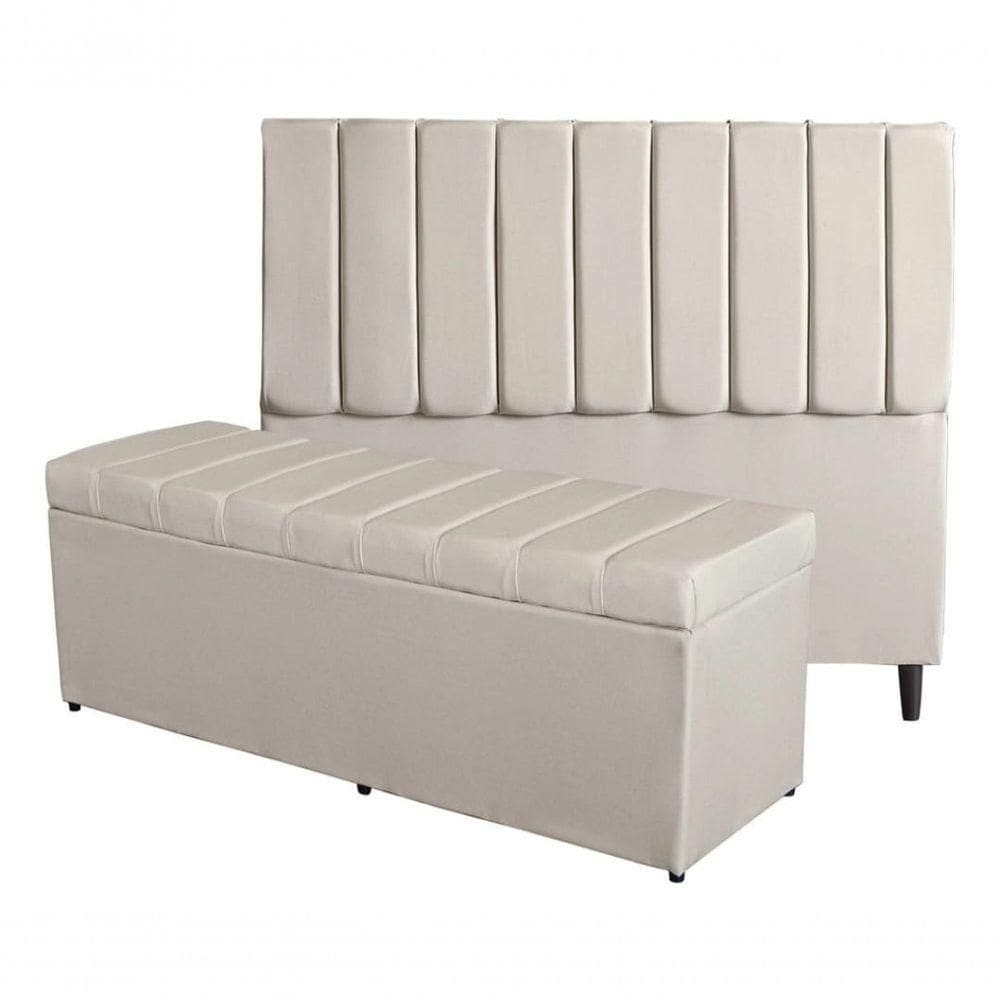 Kit De Quarto Roma Cabeceira De Cama E Calçadeira Baú Queen 160 Cm Suede Porcelana Do Lar Móveis E Decoração