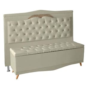 Kit De Cabeceira De Cama E Calçadeira Baú Barcelona Casal 140 Cm Retro Capitonê Suede Porcelana Do Lar Móveis