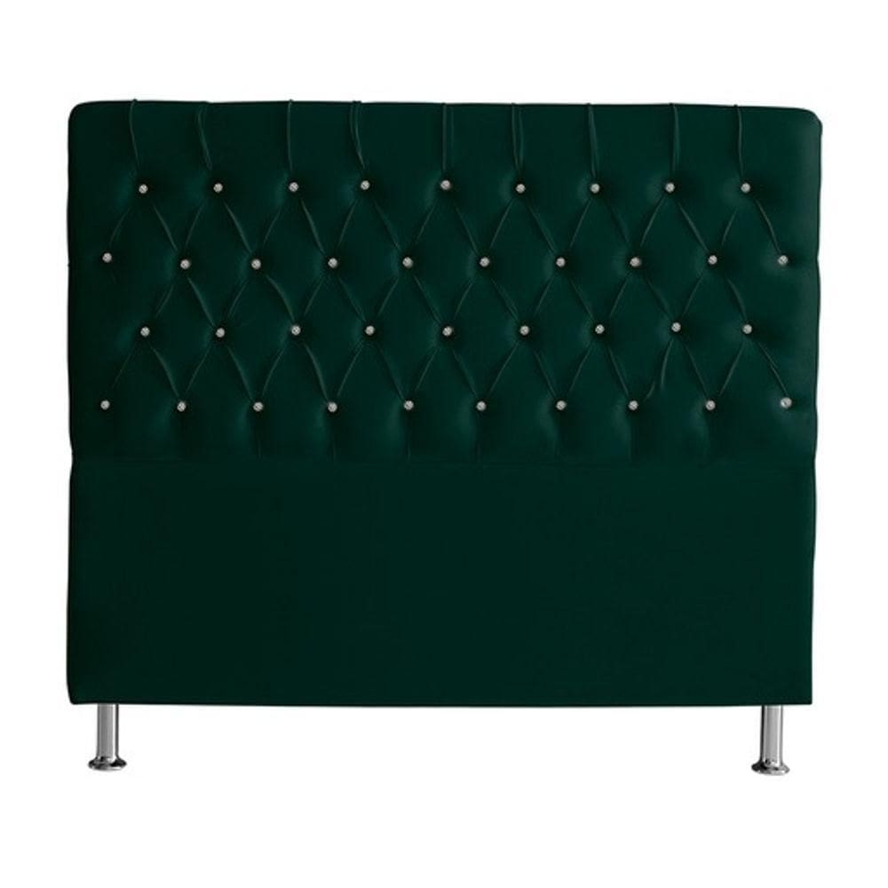 Cabeceira De Cama Paris King 195 Cm Botão Strass Suede Verde Do Lar Móveis