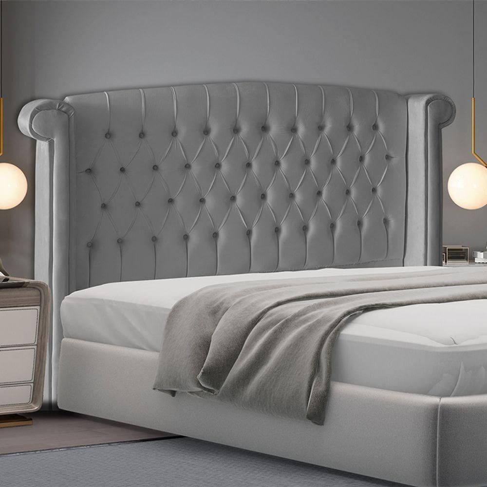 Cabeceira De Cama Toquio Casal Queen 160 Cm Suede Prata Do Lar Móveis E Decoração