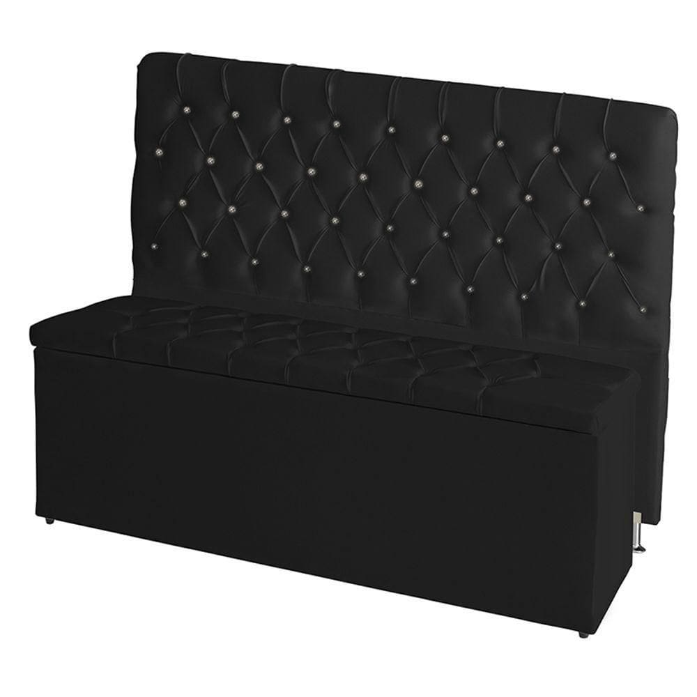 Kit Cabeceira De Cama E Calçadeira Baú Estrela King 195 Cm Suede Capitonê Preto Casa Móveis E Decoração