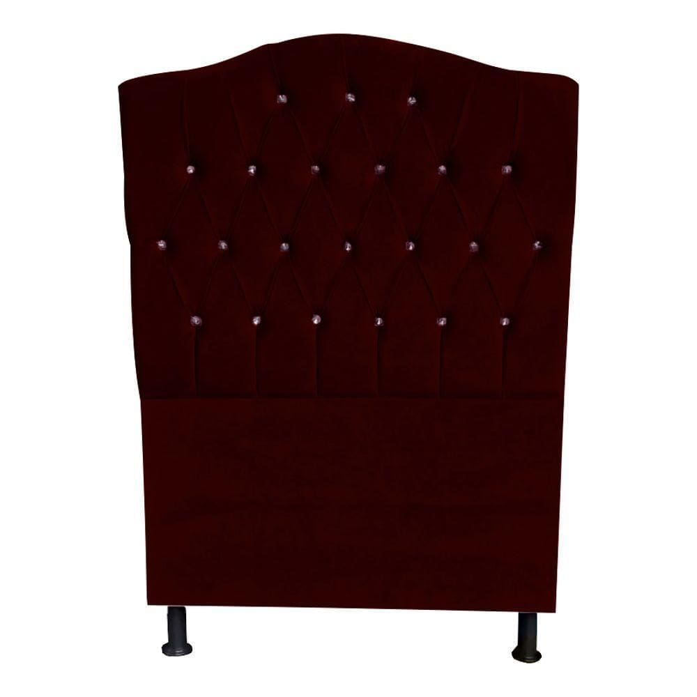 Cabeceira De Cama Princesa Solteiro 90 Cm Botão Strass Suede Bordo Do Lar Móveis