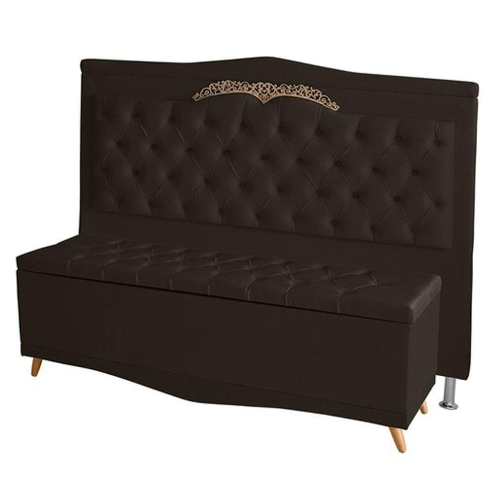 Kit Cabeceira De Cama E Calçadeira Baú Madri King 195 Cm Suede Marrom Do Lar Móveis E Decoração