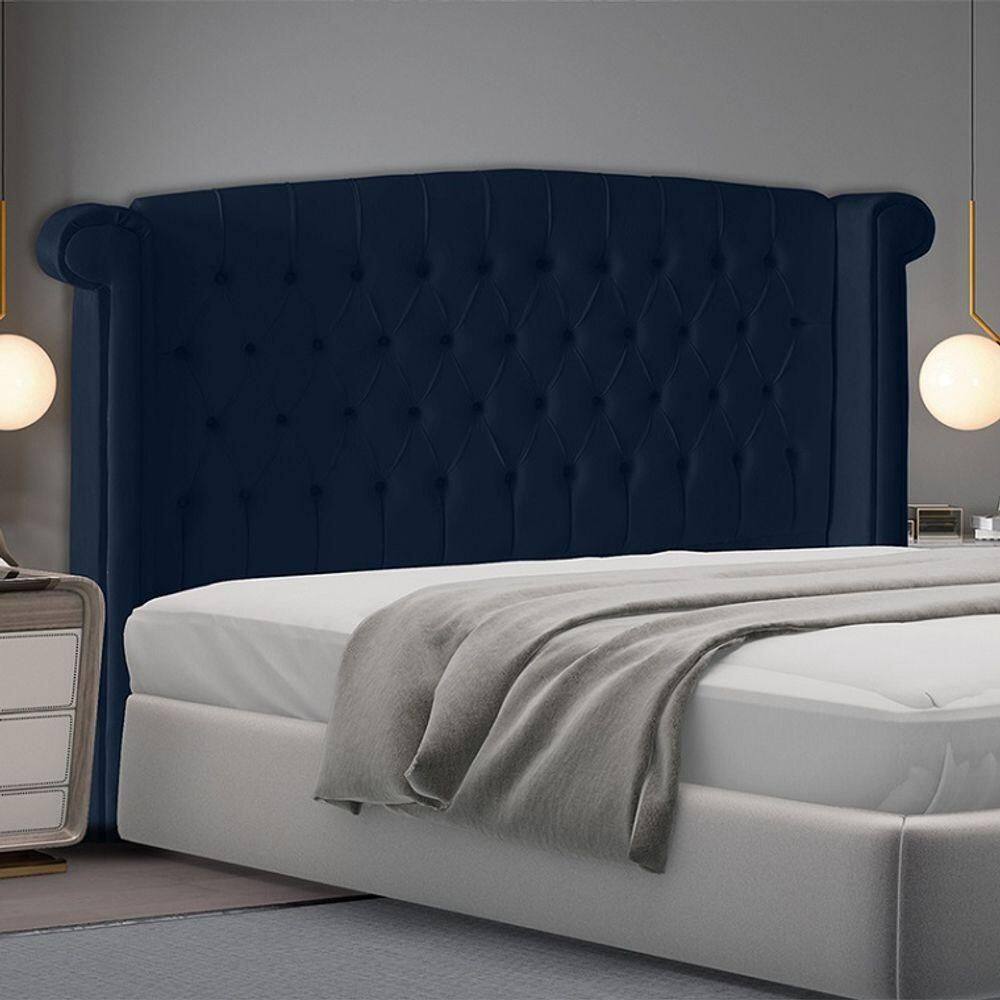 Cabeceira De Cama Toquio Casal Queen 160 Cm Suede Azul Marinho Do Lar Móveis E Decoração