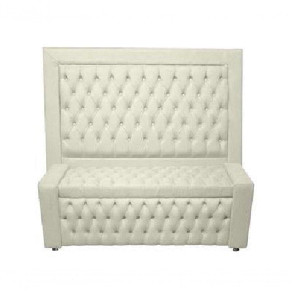 Kit Cabeceira De Cama E Calçadeira Baú Retro Capitonê Botão Encapados King 195 Cm Suede Porcelana Do Lar Móveis