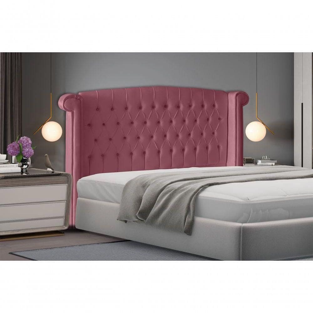 Cabeceira De Cama Toquio Casal Queen 160 Cm Suede Rosa Bebê Do Lar Móveis E Decoração