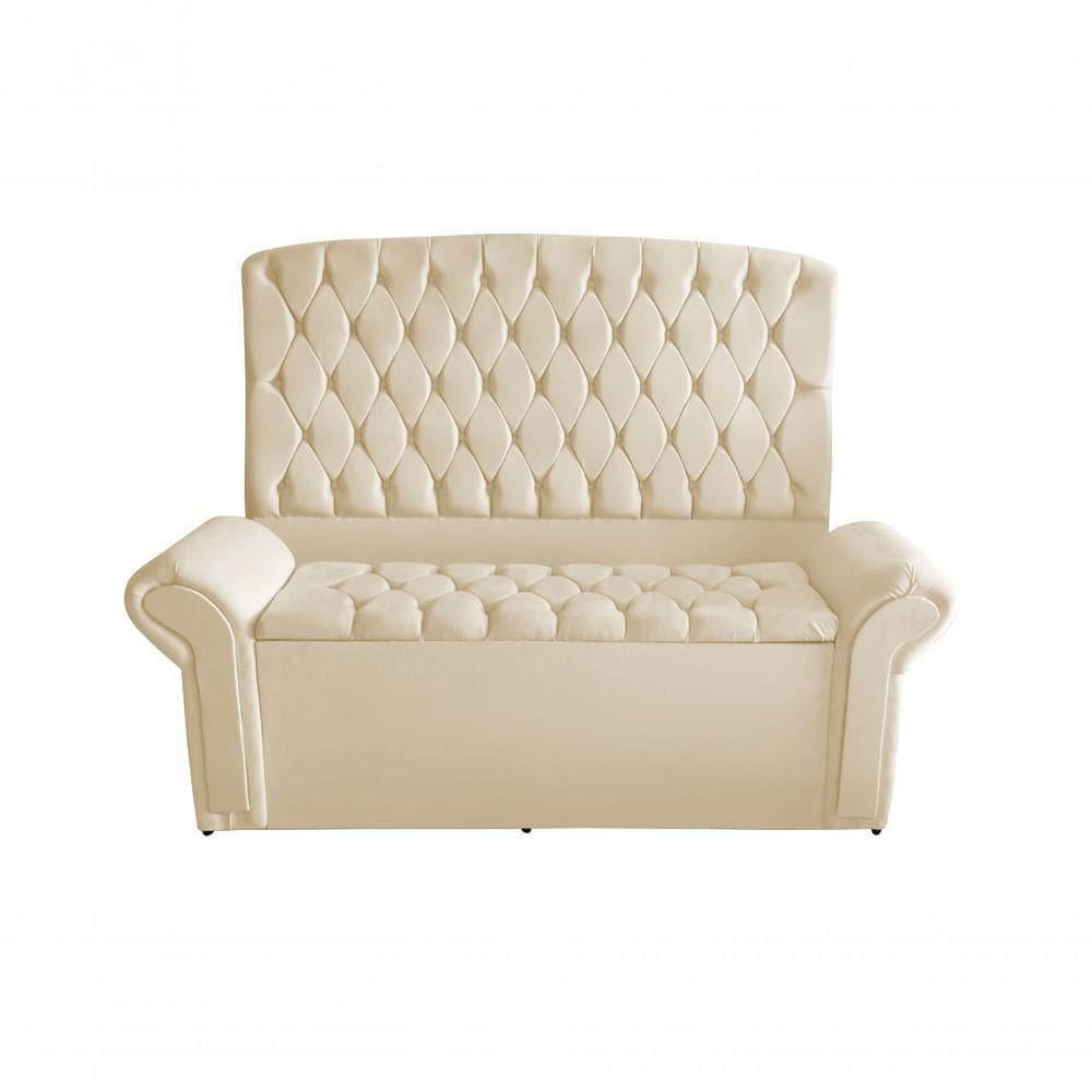 Kit Dubaí Cabeceira De Cama Casal E Recamier Baú 140 Cm Suede Porcelana Do Lar Móveis