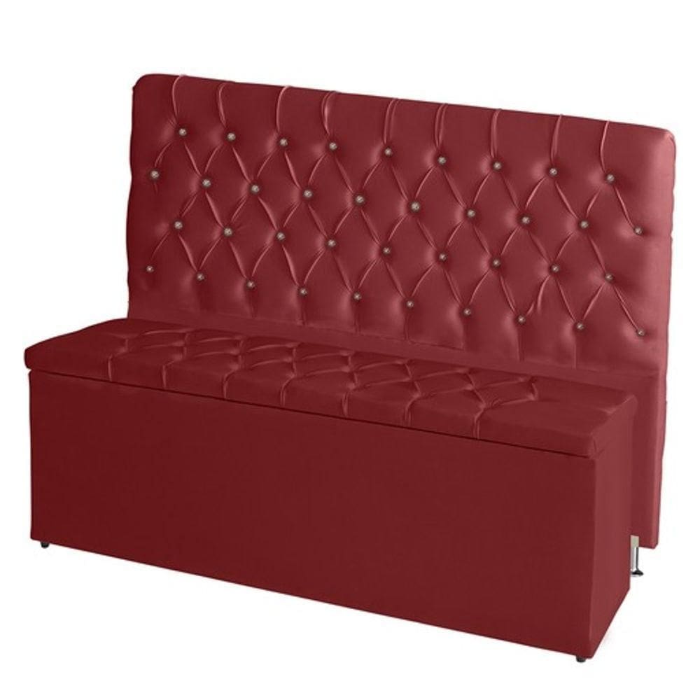 Kit Cabeceira De Cama E Calçadeira Baú Estrela Casal 140 Cm Suede Capitonê Vermelho De Casa Móveis E Decoração