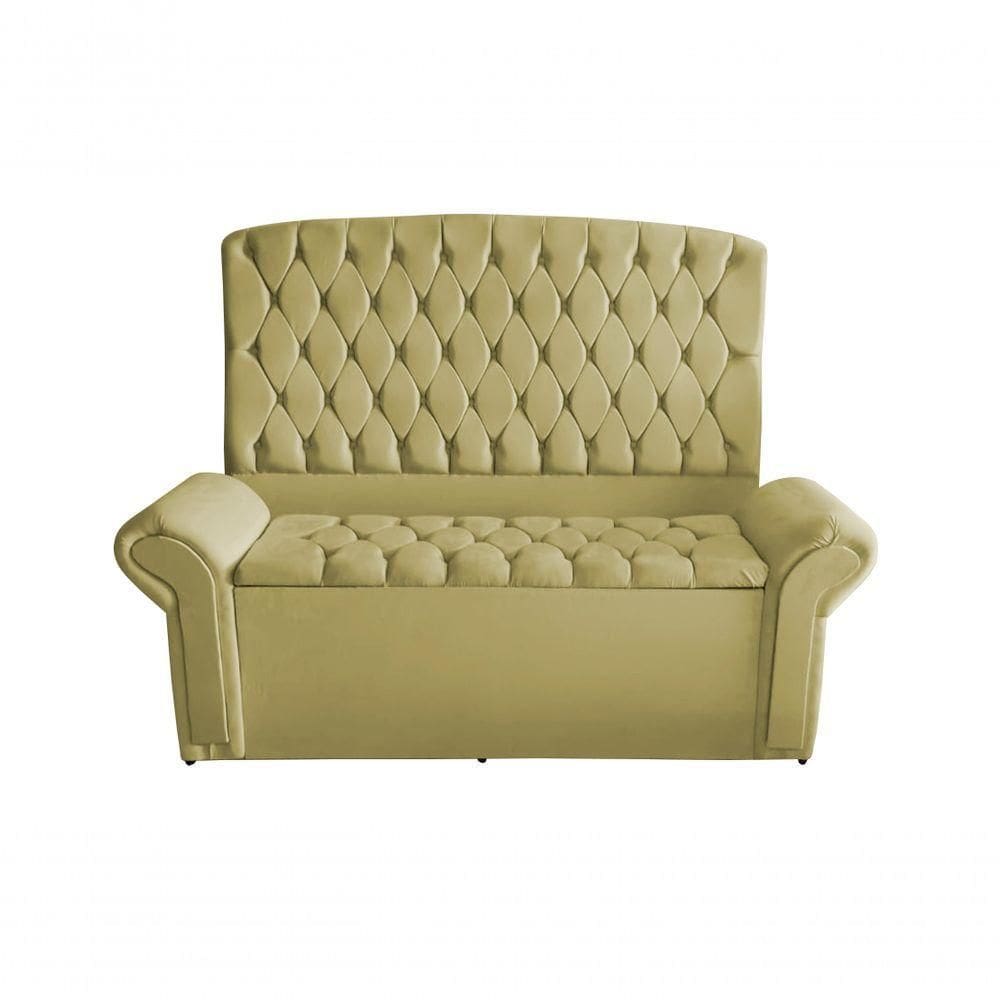 Kit Dubaí Cabeceira De Cama Casal E Recamier Baú 140 Cm Suede Bege Do Lar Móveis