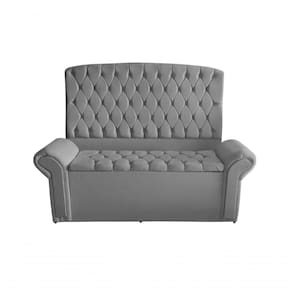 Kit Dubaí Cabeceira De Cama Casal E Recamier Baú 140 Cm Suede Prata Do Lar Móveis