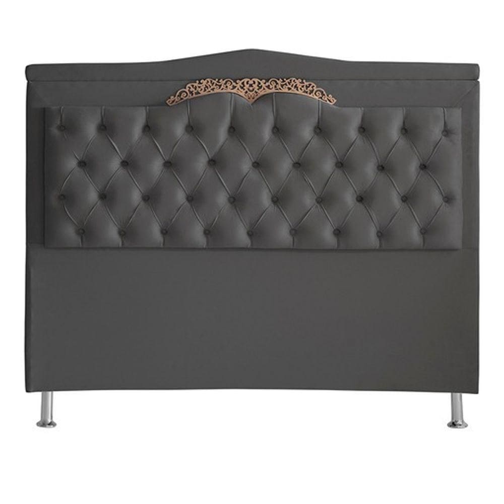 Cabeceira De Cama Barcelona Casal 140 Cm Capitonê Retro Botão Encapados Suede Grafite Do Lar Móveis