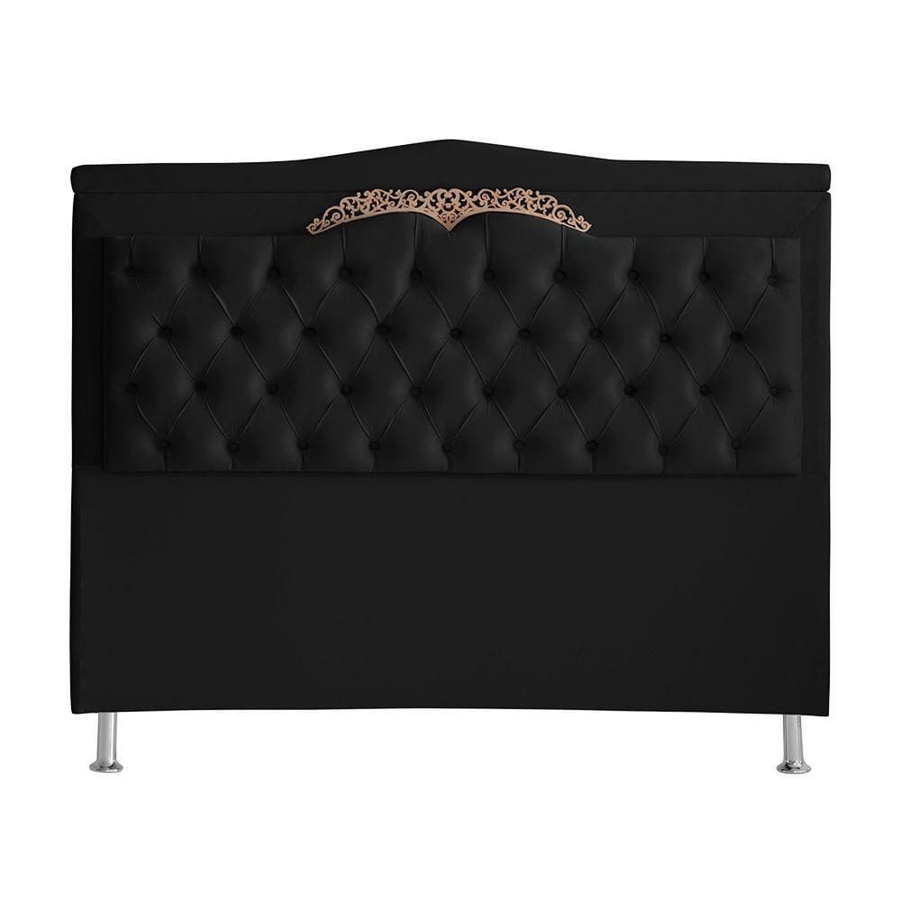 Cabeceira De Cama Barcelona Queen 160 Cm Capitonê Retro Botão Encapados Suede Preto Do Lar Móveis