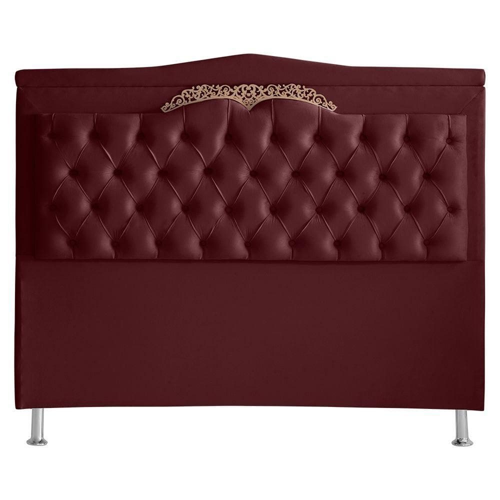 Cabeceira De Cama Barcelona King 195 Cm Capitonê Retro Botão Encapados Suede Vinho Do Lar Móveis
