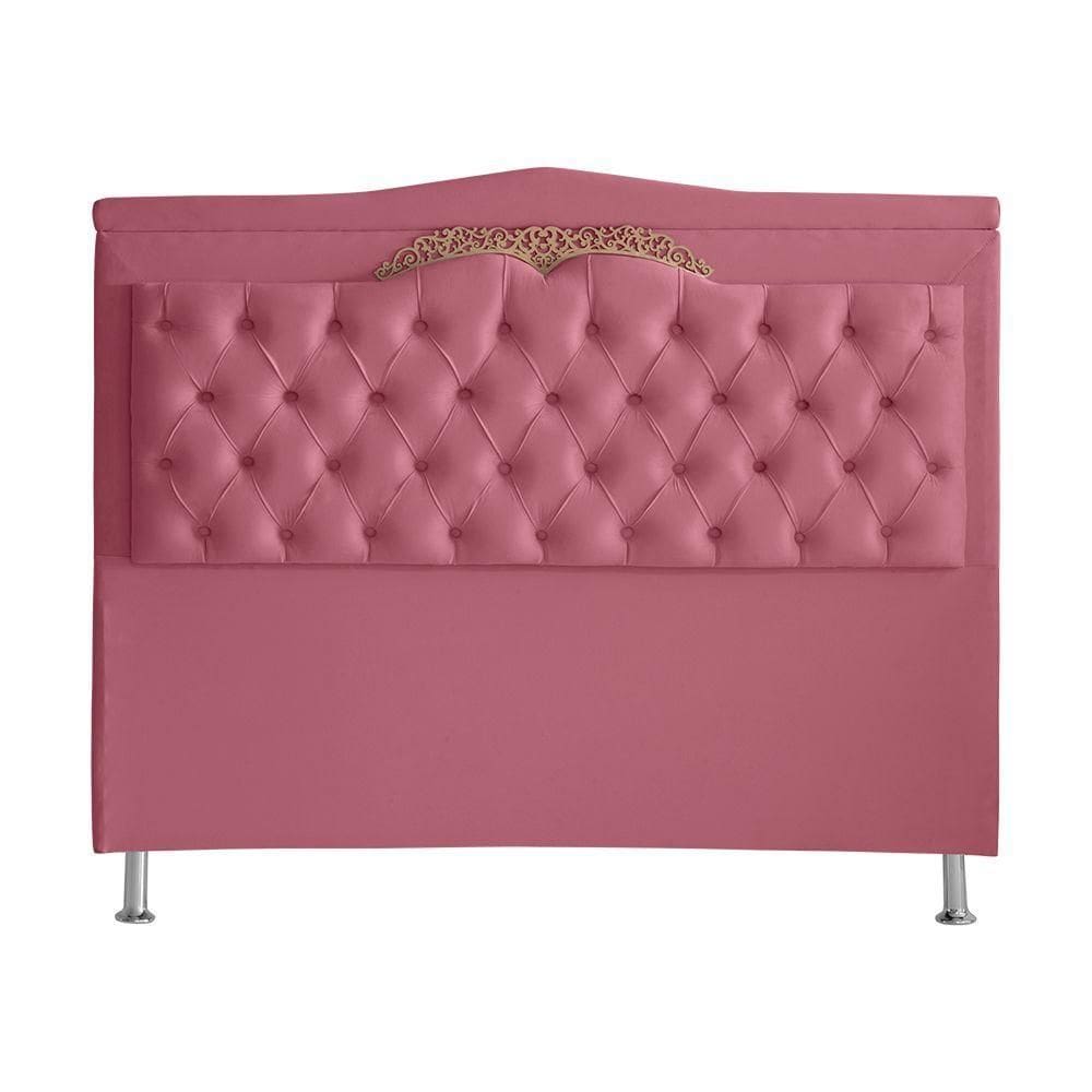 Cabeceira De Cama Barcelona Queen 160 Cm Capitonê Retro Botão Encapados Suede Rosa Bebê Do Lar Móveis