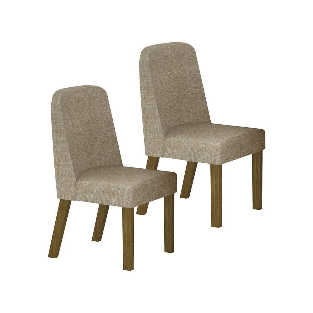 Conjunto 2 Cadeiras De Jantar Isis Mdf E Linho Leifer Palha