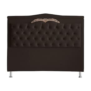 Cabeceira De Cama Barcelona Casal 140 Cm Capitonê Retro Botão Encapados Suede Marrom Do Lar Móveis