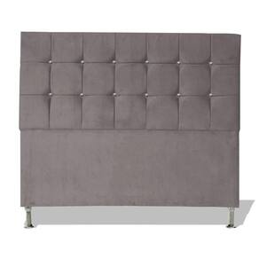 Cabeceira De Cama Cristal Casal 140 Cm Botão Strass Suede Prata Do Lar Móveis