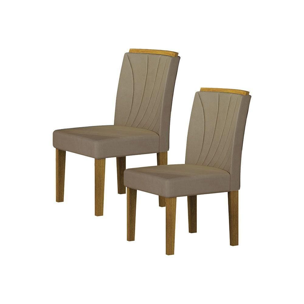 Conjunto 2 Cadeiras De Jantar Lorena Mdf E Veludo Leifer Camurça