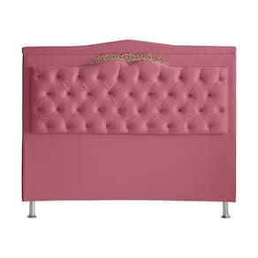 Cabeceira De Cama Barcelona Casal 140 Cm Capitonê Retro Botão Encapados Suede Rosa Bebê Do Lar Móveis