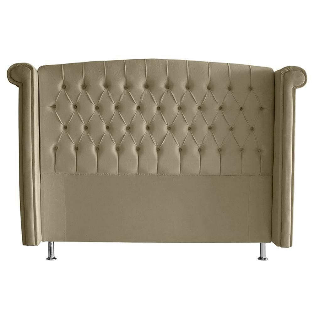 Cabeceira De Cama Luxo King 195 Cm Suede Bege Do Lar Móveis