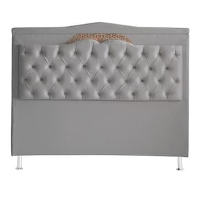 Cabeceira De Cama Barcelona Casal 140 Cm Capitonê Retro Botão Encapados Suede Prata Do Lar Móveis