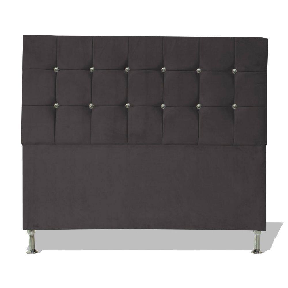Cabeceira De Cama Cristal Queen 160 Cm Botão Strass Suede Grafite Do Lar Móveis