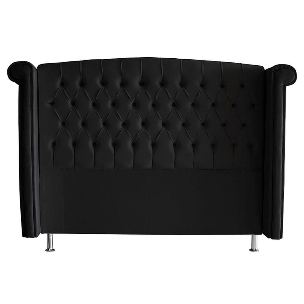 Cabeceira De Cama Luxo Queen 160 Cm Suede Preto Do Lar Móveis
