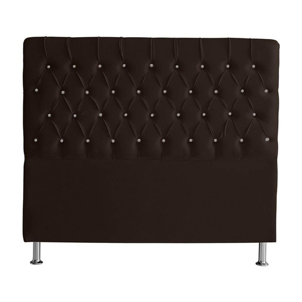 Cabeceira De Cama Estrela Casal 140 Cm Suede Botão Cristal Marrom Do Lar Móveis E Decoração