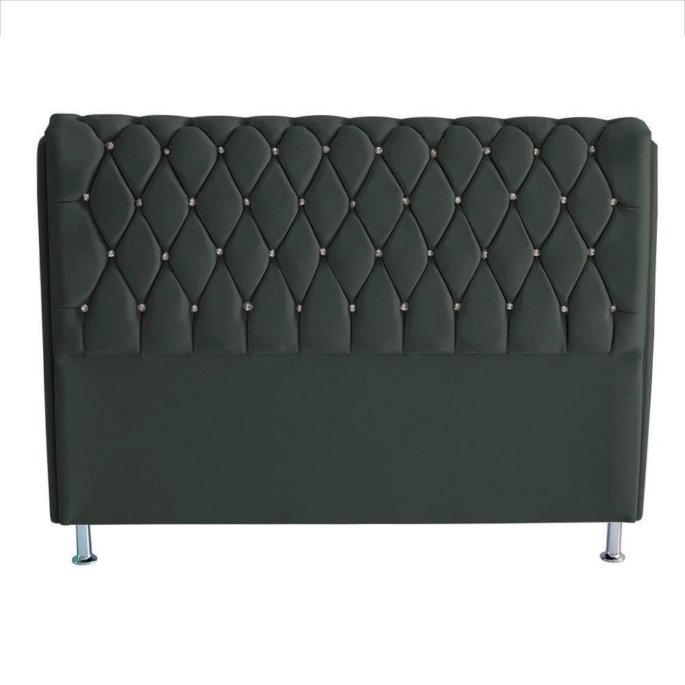 Cabeceira De Cama Londres Casal Queen 160 Cm Suede Botão De Strass Grafite Do Lar Móveis E Decoração