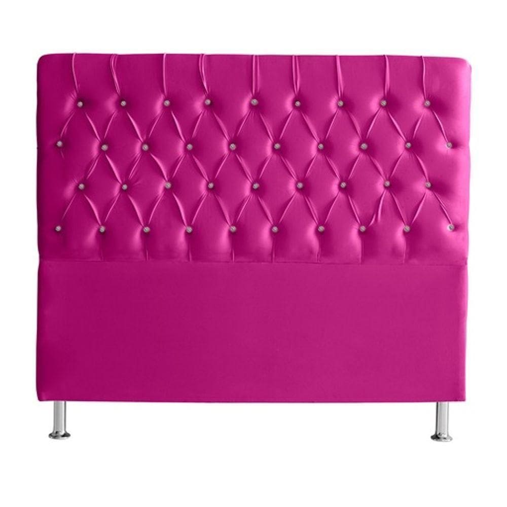 Cabeceira De Cama Estrela King 195 Cm Suede Botão Cristal Rosa Pink Do Lar Móveis E Decoração