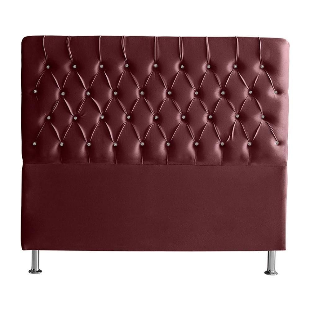 Cabeceira De Cama Estrela Queen 160 Cm Suede Botão Cristal Vinho Bordo Do Lar Móveis E Decoração