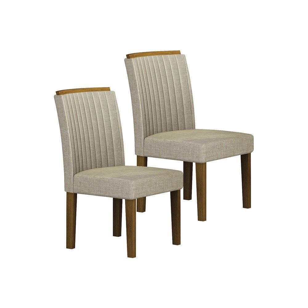 Conjunto 2 Cadeiras De Jantar Jade Mdf E Linho Leifer Palha