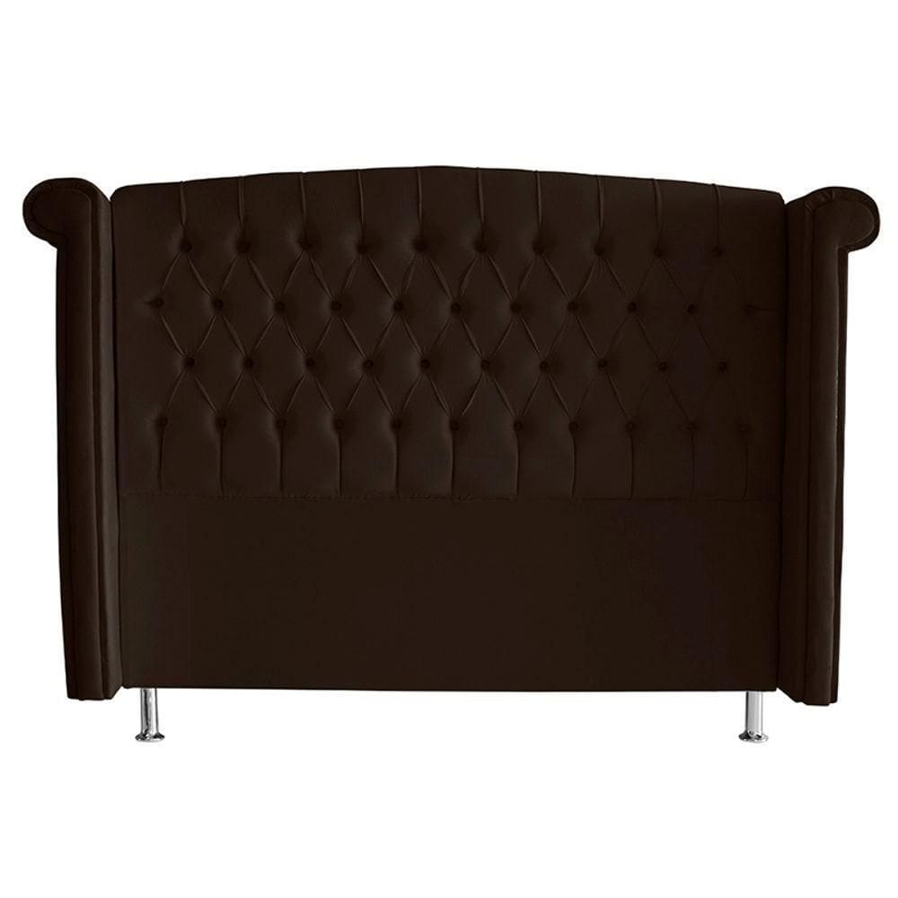 Cabeceira De Cama Luxo Queen 160 Cm Suede Marrom Do Lar Móveis