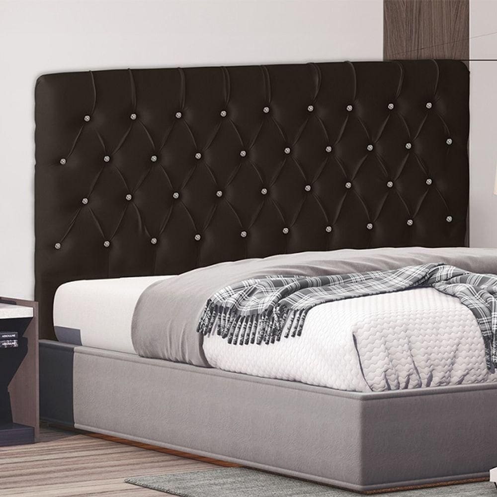 Cabeceira De Cama Estrela King 195 Cm Suede Botão Cristal Marrom Do Lar Móveis E Decoração