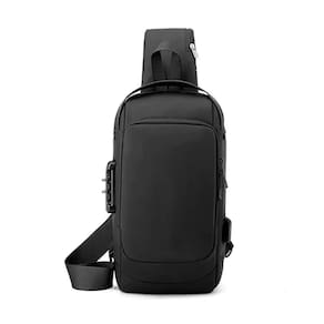 Mochila Anti Furto Transversal Cadeado Com Senha Saida Carregador Usb Resistente A Água Preto Tamanho Único Unissex