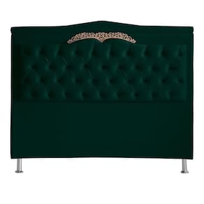 Cabeceira De Cama Barcelona Casal 140 Cm Capitonê Retro Botão Encapados Suede Verde Do Lar Móveis