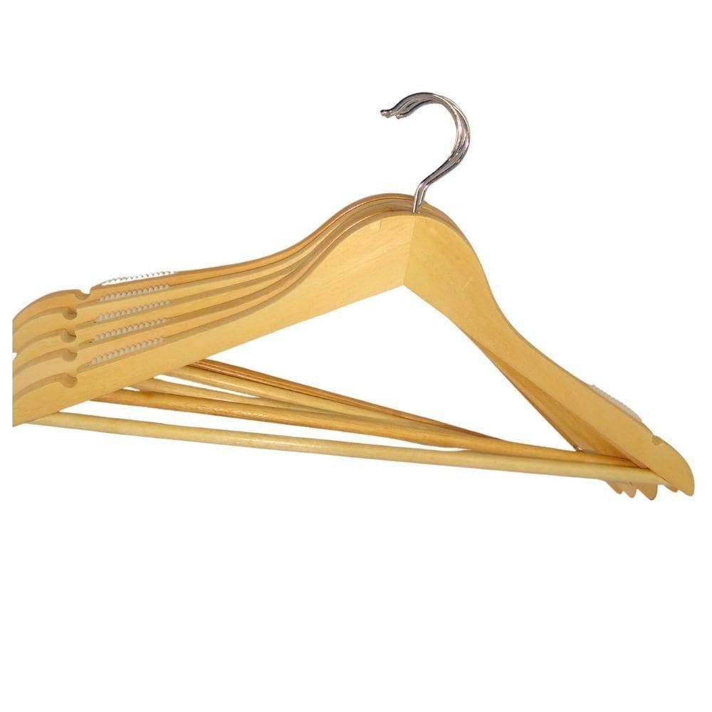 Cabide Madeira Suporte P/calça/gravata C/silicone Antiderrante 5 Peças - Westpress