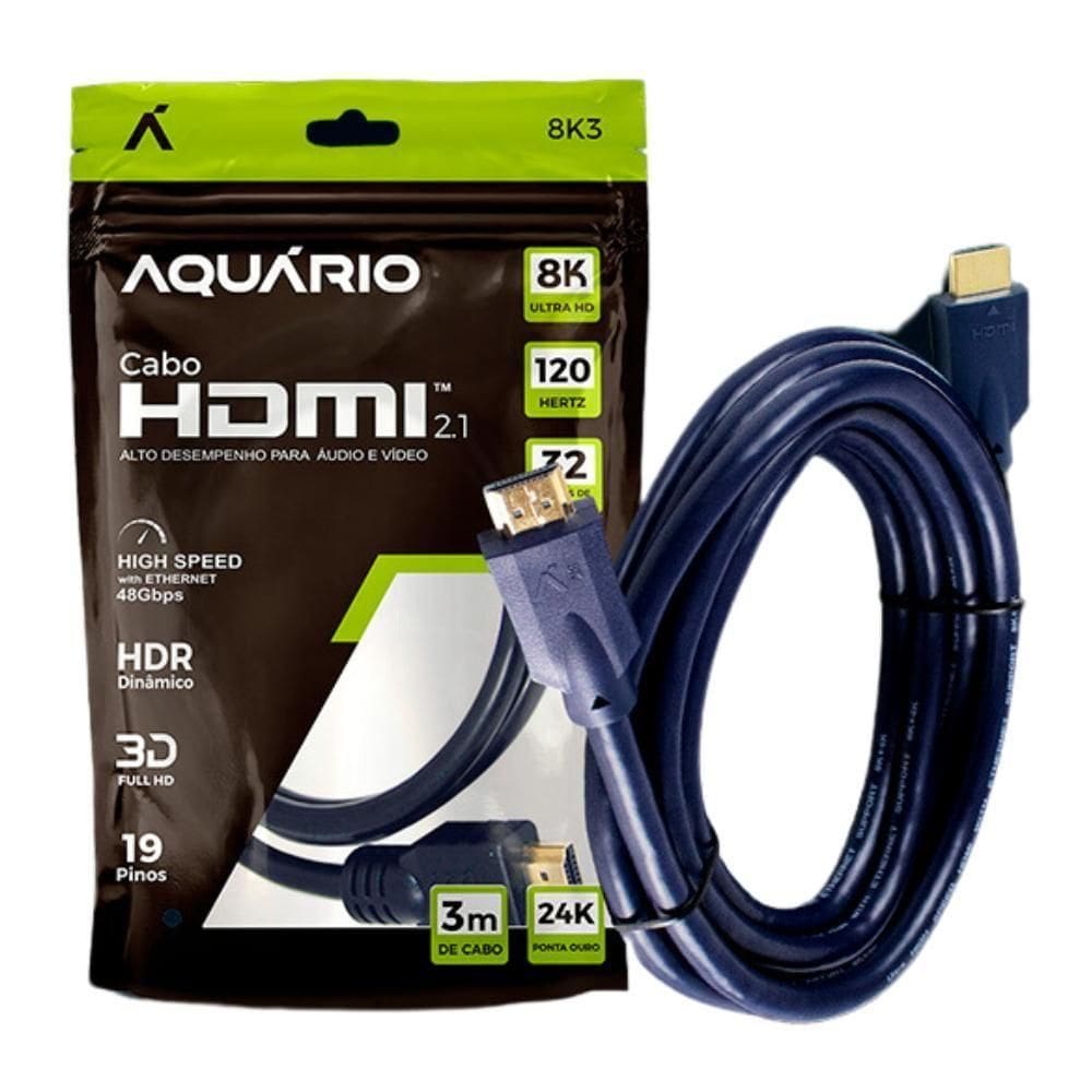 Cabo Hdmi Aquario 8k3 8k Macho X Macho 3m