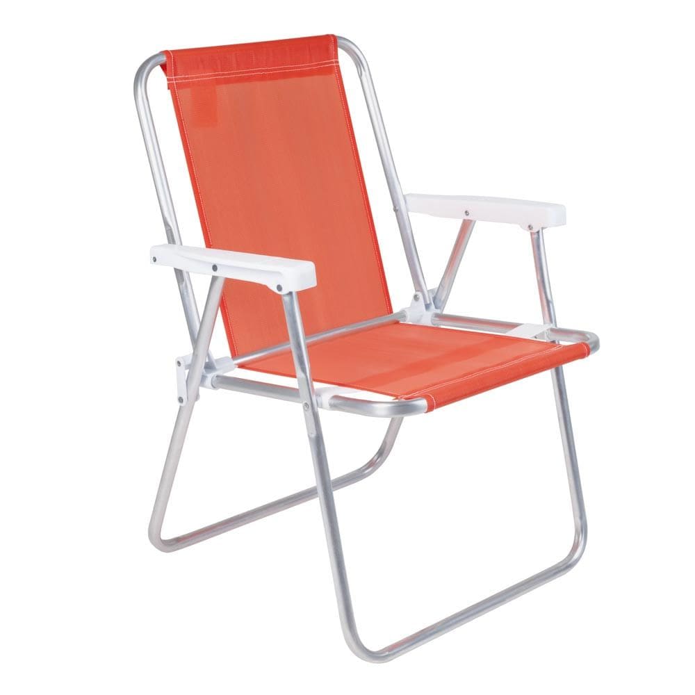 Cadeira Alta Alumínio Polietileno Laranja Neon